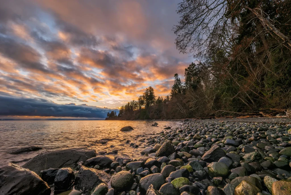 Coastline of Vancouver Island at sunset